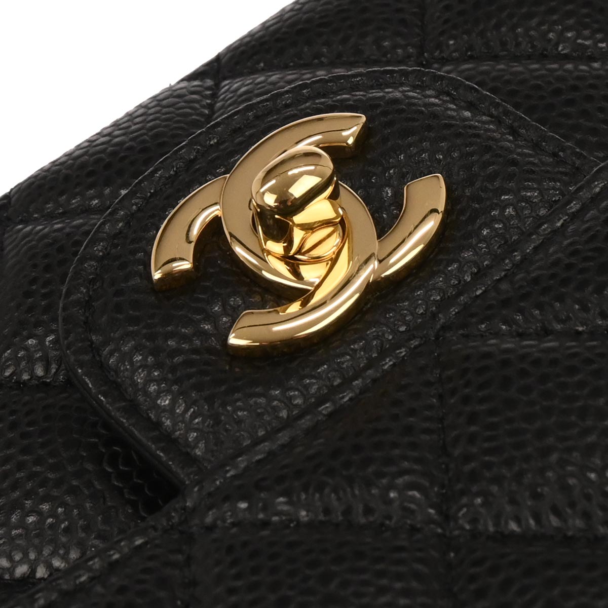 Chanel 2017 Black Caviar Skin Medium Classic Double Flap Shoulder Bag