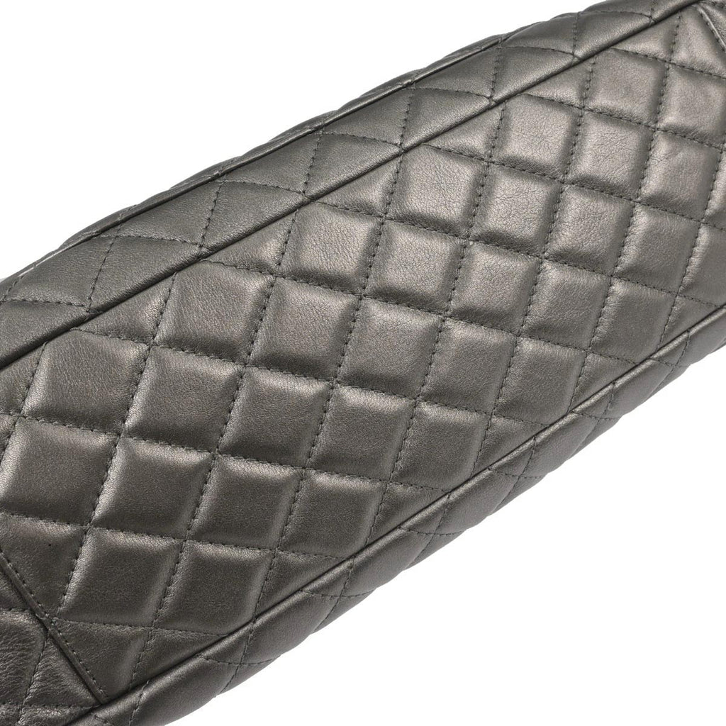 Chanel 2019 Silver Lambskin Flap Shoulder Bag