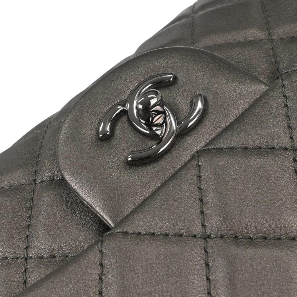 Chanel 2019 Silver Lambskin Flap Shoulder Bag