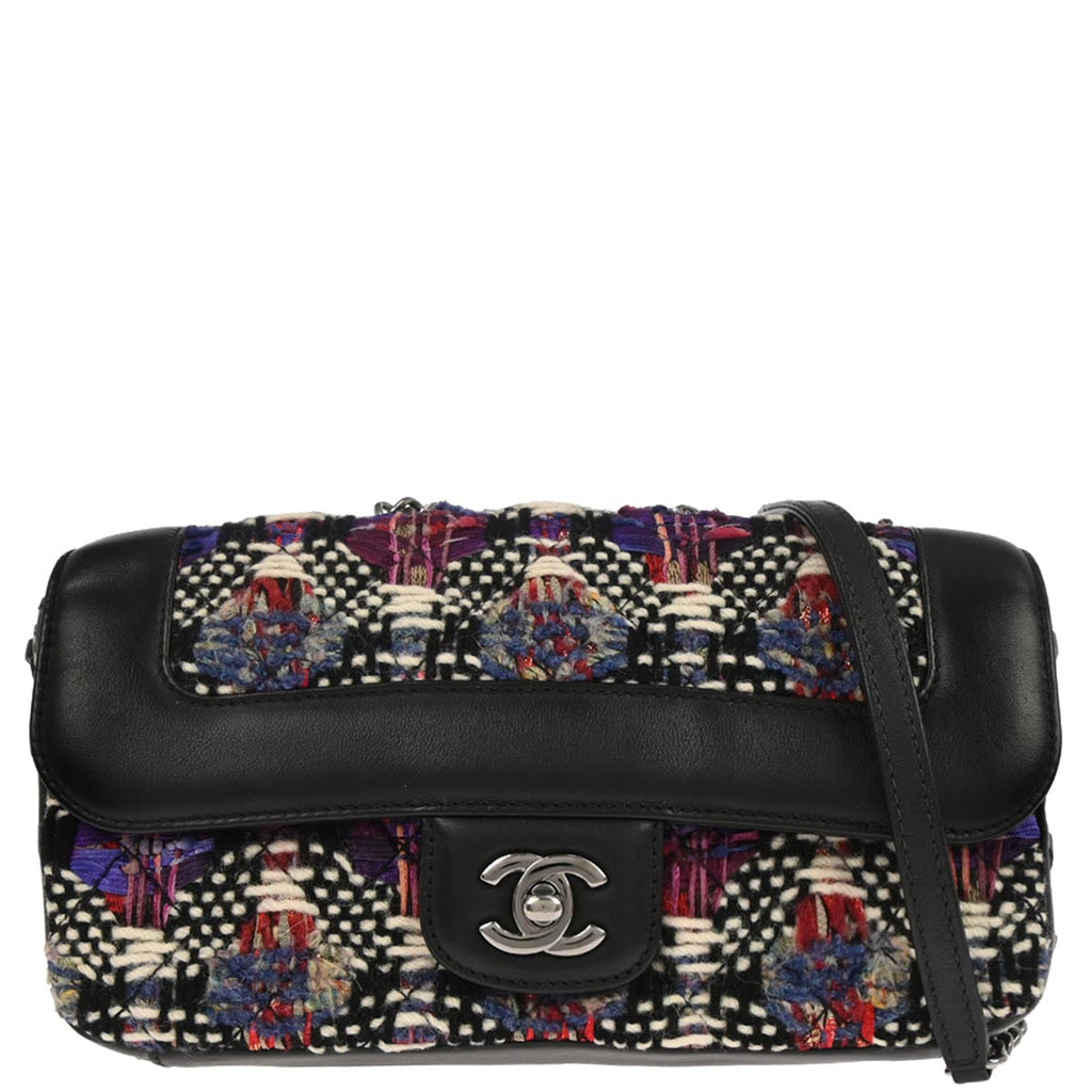 Chanel 2017 Black Tweed Lambskin Coco Corset Flap Bag Shoulder Bag