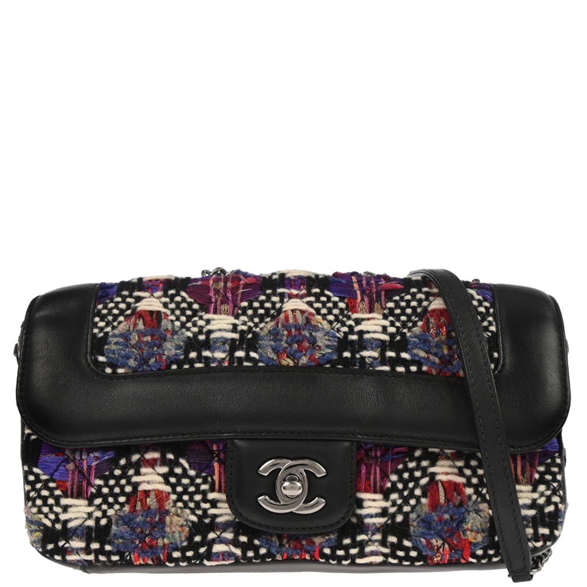 Chanel 2017 Black Tweed Lambskin Coco Corset Flap Bag Shoulder Bag