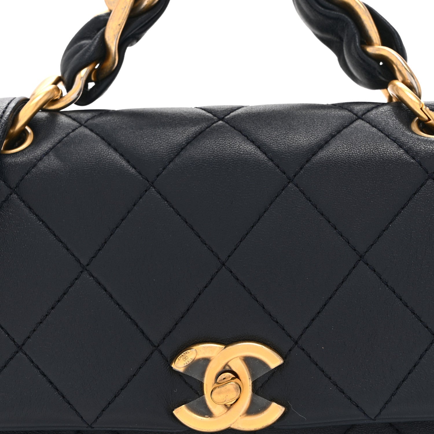 Chanel Shiny Lambskin Small Chain Is More Flap Navy Blue