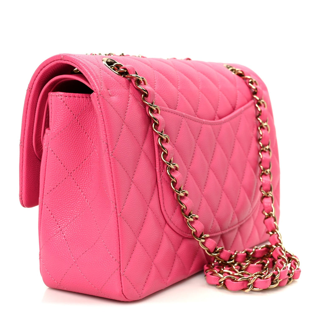 Chanel Caviar Quilted Medium Double Flap Pink