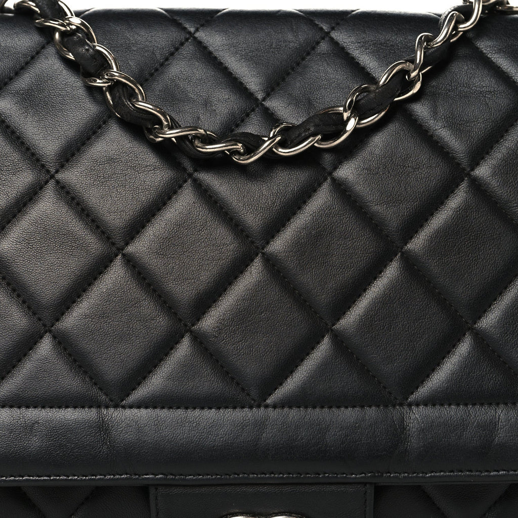 Chanel Lambskin Quilted Large Coco Rider Flap Black
