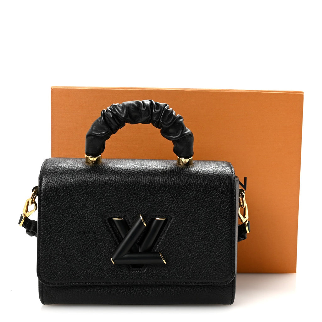Louis Vuitton Taurillon Smooth Calfskin Scrunchie Twist One Handle MM Black