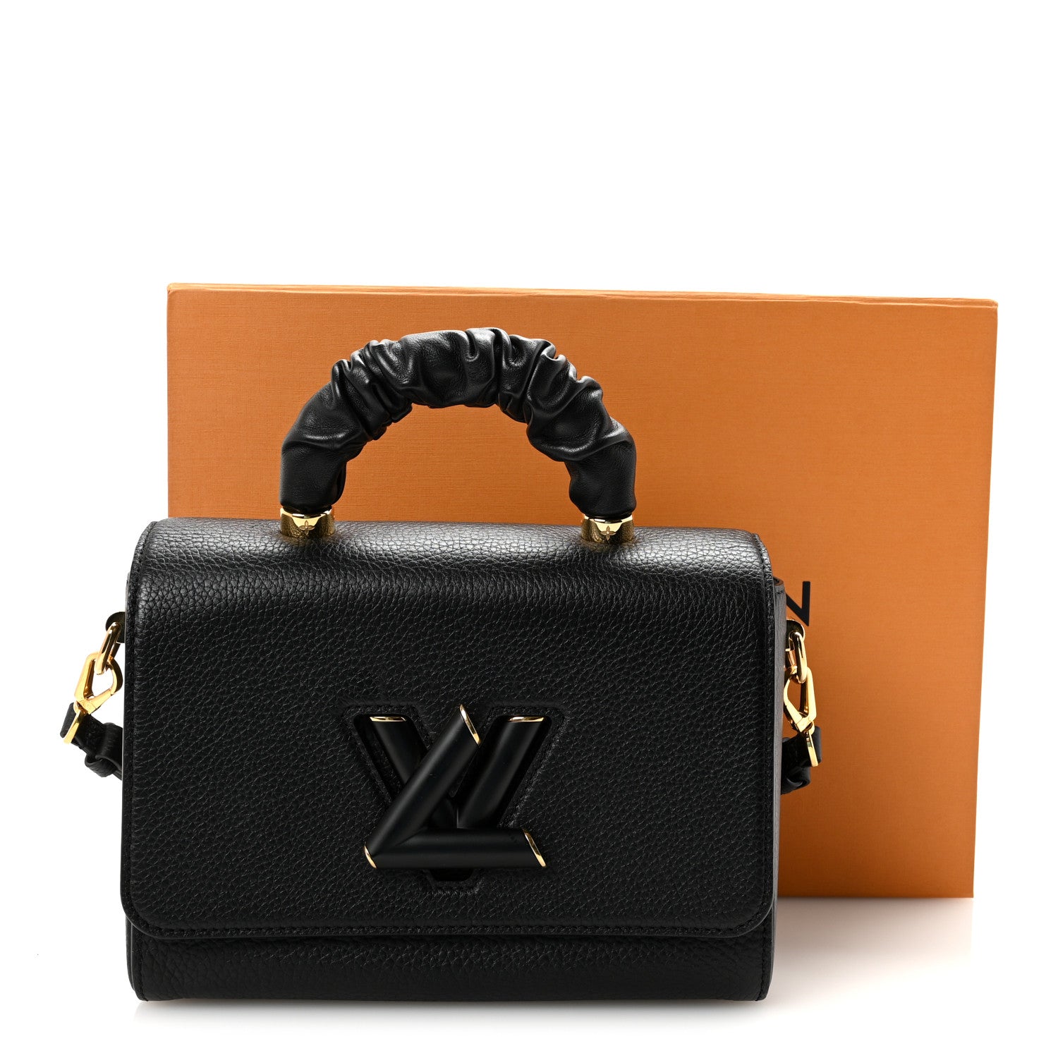 Louis Vuitton Taurillon Smooth Calfskin Scrunchie Twist One Handle MM Black