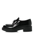 Prada Spazzolato Metal Triangle Logo 50mm Loafers 36 Black