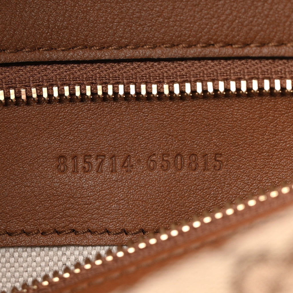 Gucci GG Monogram Calfskin Medium Blondie Top Handle Bag Beige Dark Brown