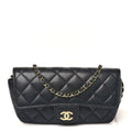 Chanel Caviar Quilted Glasses Case With Chain Black