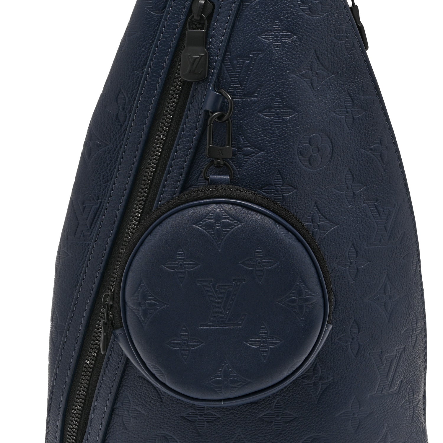 Louis Vuitton Calfskin Shadow Monogram Duo Slingbag Navy