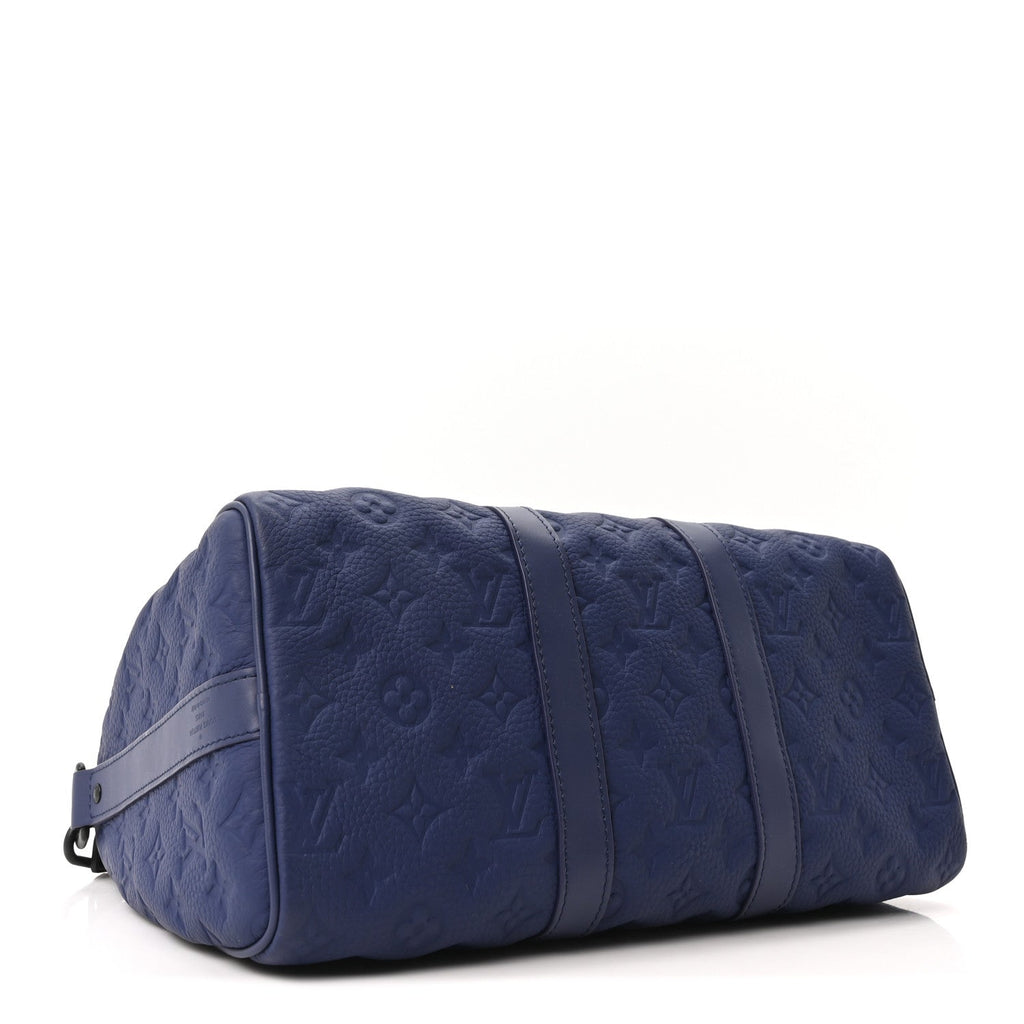 Louis Vuitton Monogram Taurillon Keepall Bandouliere 35 Blue