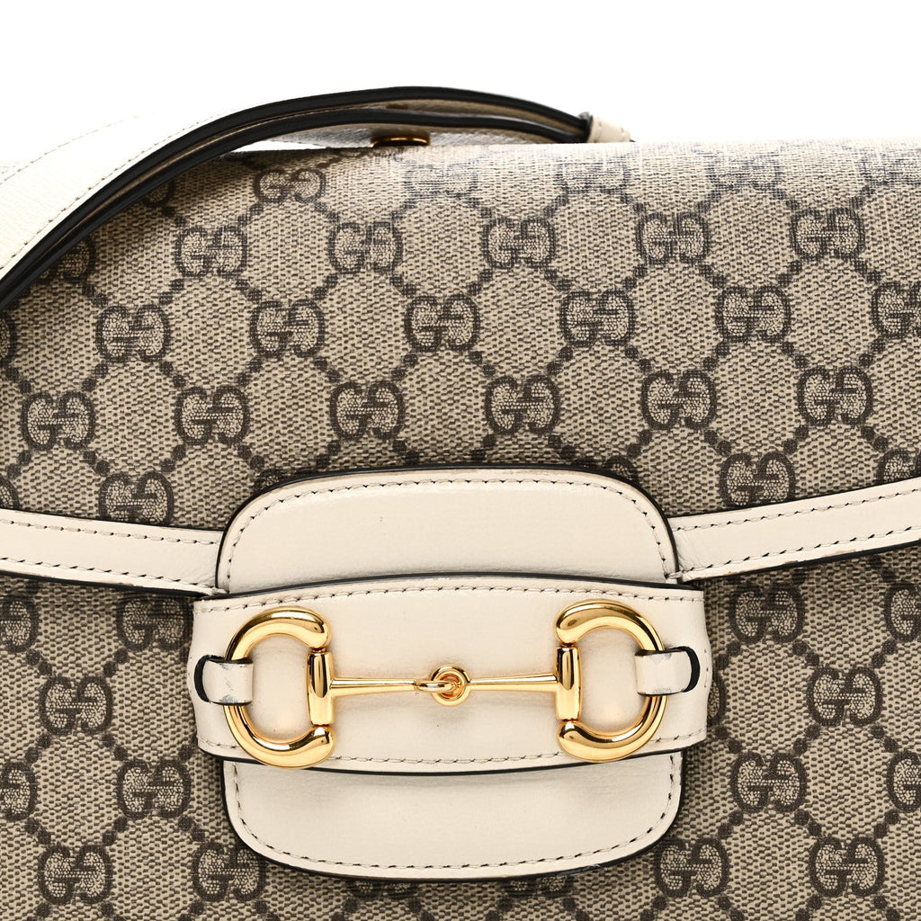 Gucci GG Supreme Monogram Horsebit 1955 Shoulder Bag Beige Mystic White