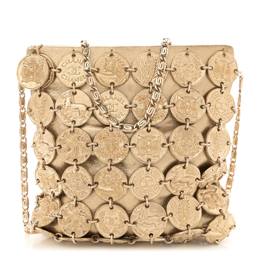Chanel Metallic Calfskin Medallion Shoulder Bag Gold