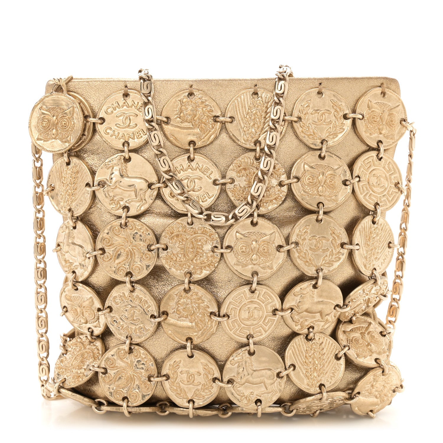 Chanel Metallic Calfskin Medallion Shoulder Bag Gold