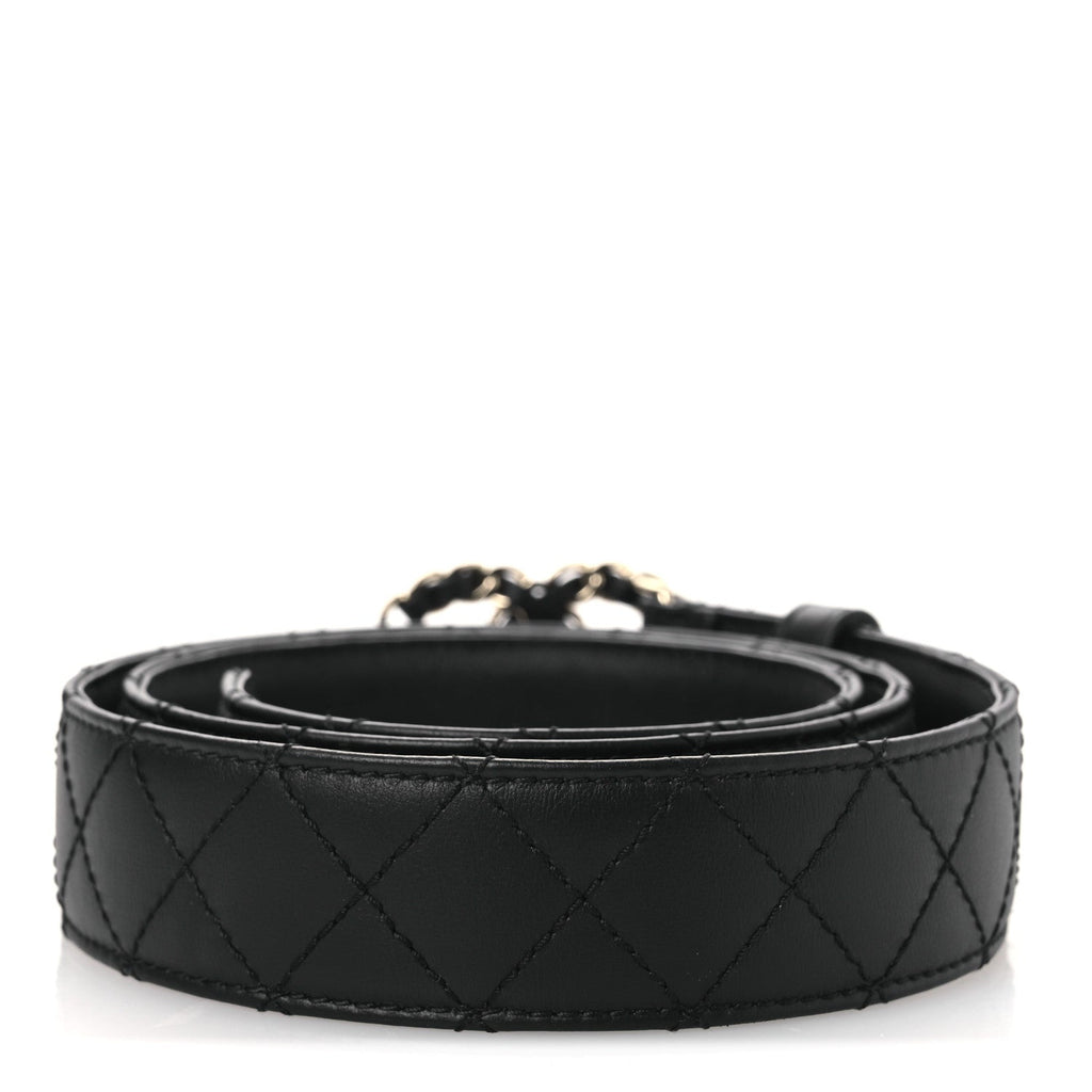 Lambskin Quilted CC Chain Belt 85 34 Black