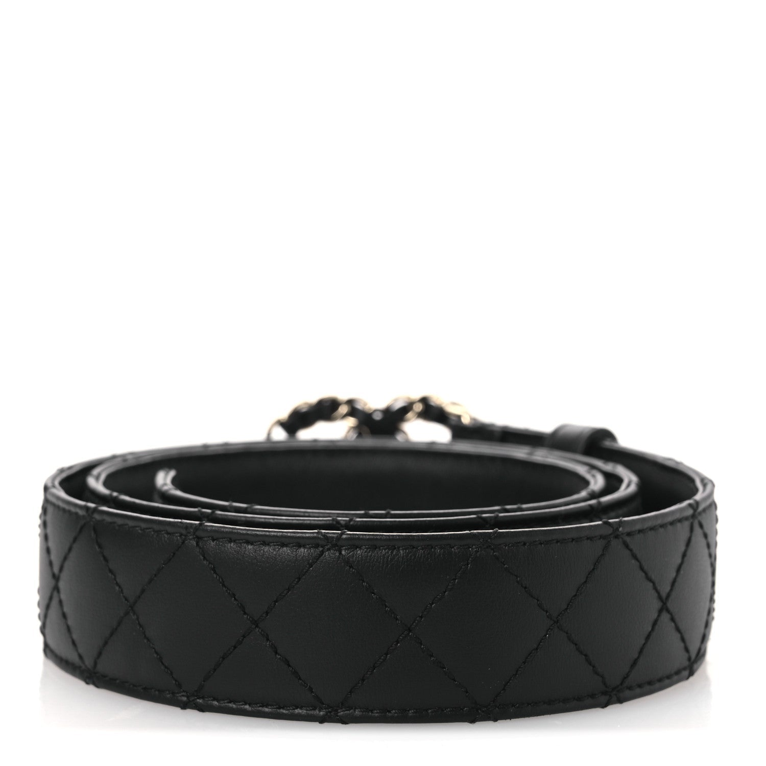 Lambskin Quilted CC Chain Belt 85 34 Black