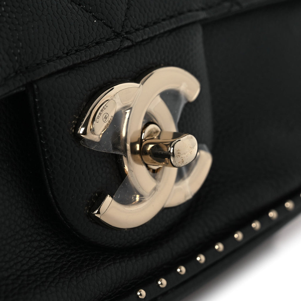 Chanel Caviar Quilted Small Studded Flap Black