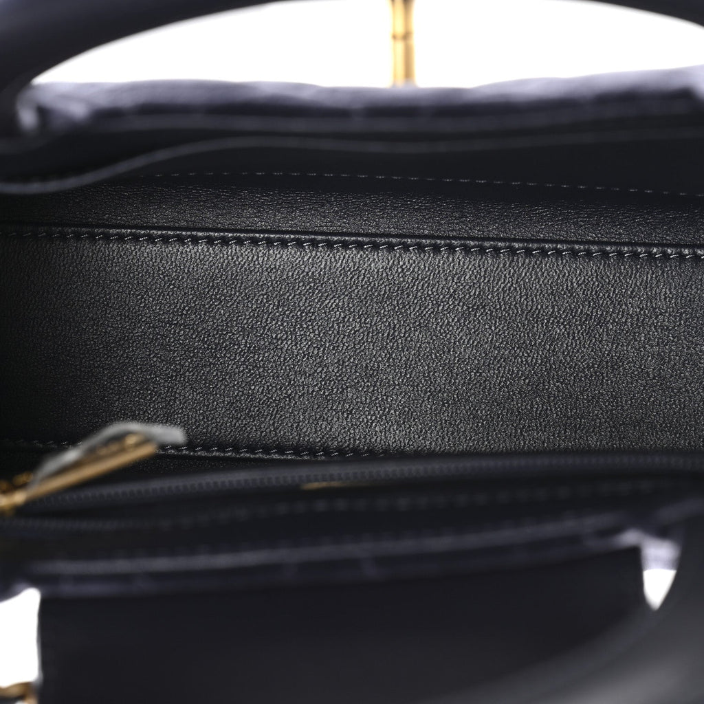 Chanel Velvet Quilted Nano Kelly Shopper Navy