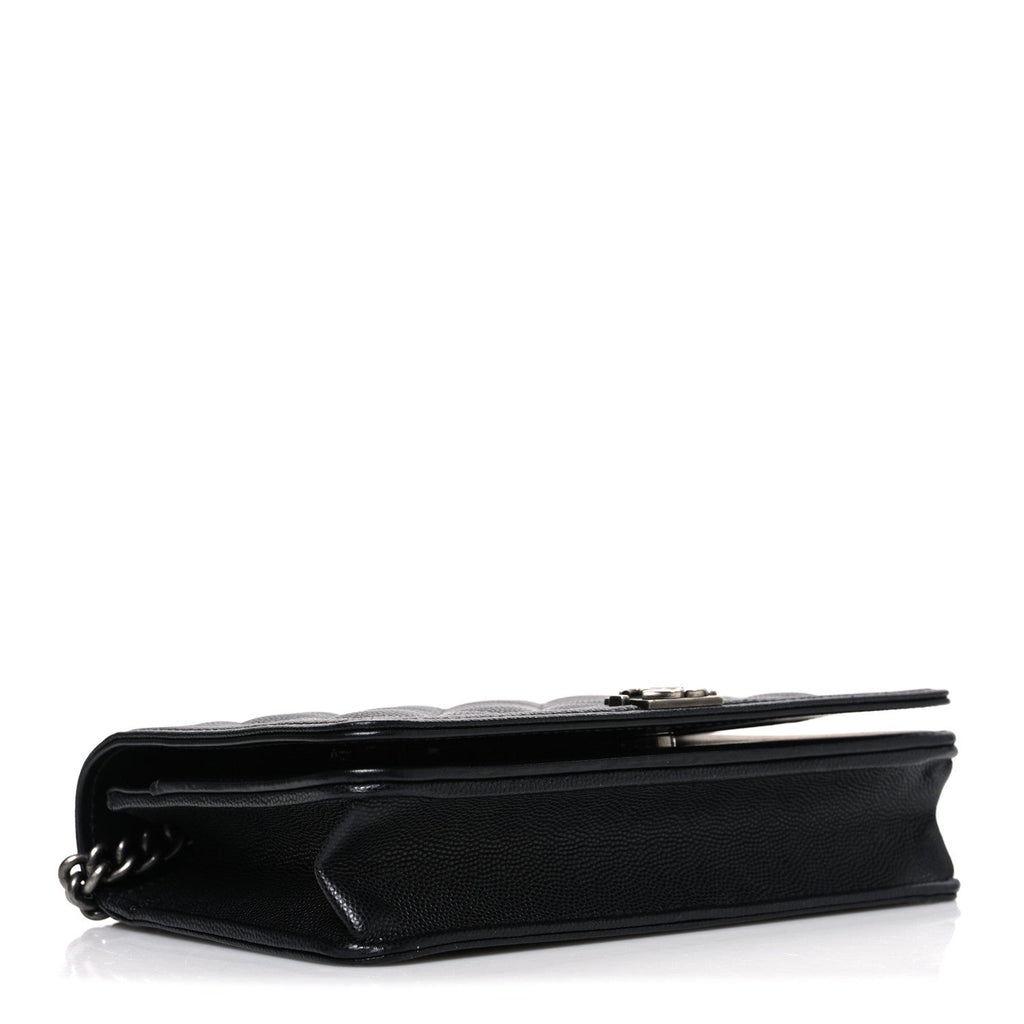 Chanel Caviar Quilted Boy Wallet On Chain WOC Black