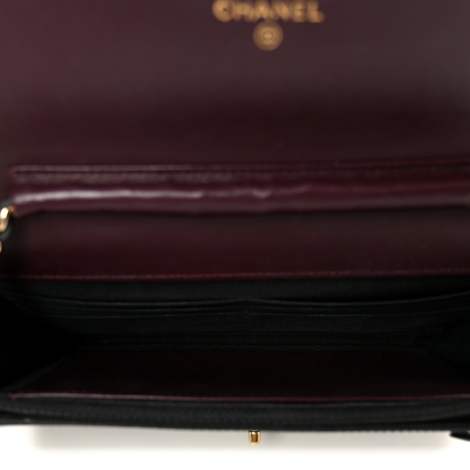 Chanel Lambskin Chevron Quilted Wallet On Chain WOC Black