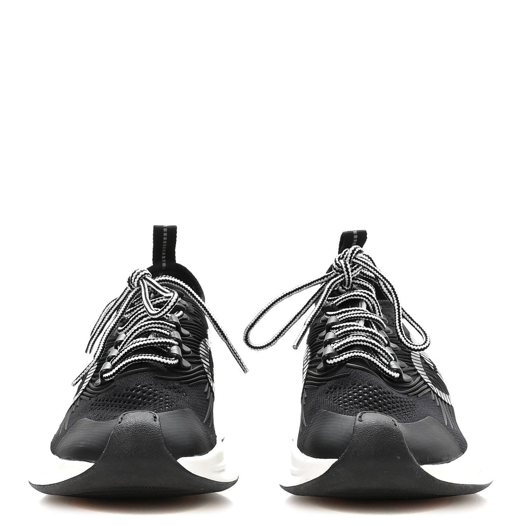 Gucci Technical Knit Fabric Waves Womens Gucci Run Sneakers 36 Black Loess
