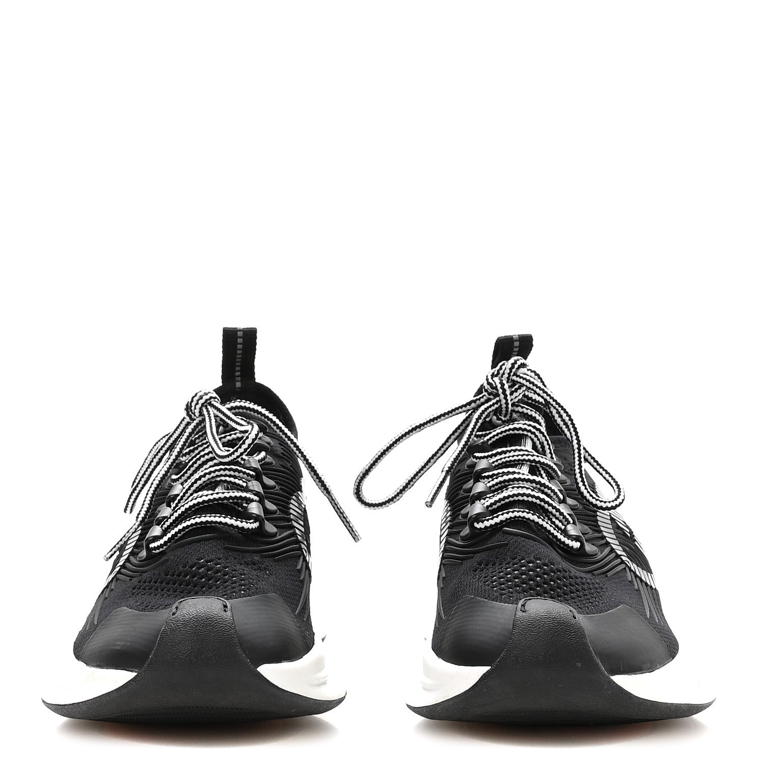 Gucci Technical Knit Fabric Waves Womens Gucci Run Sneakers 36 Black Loess