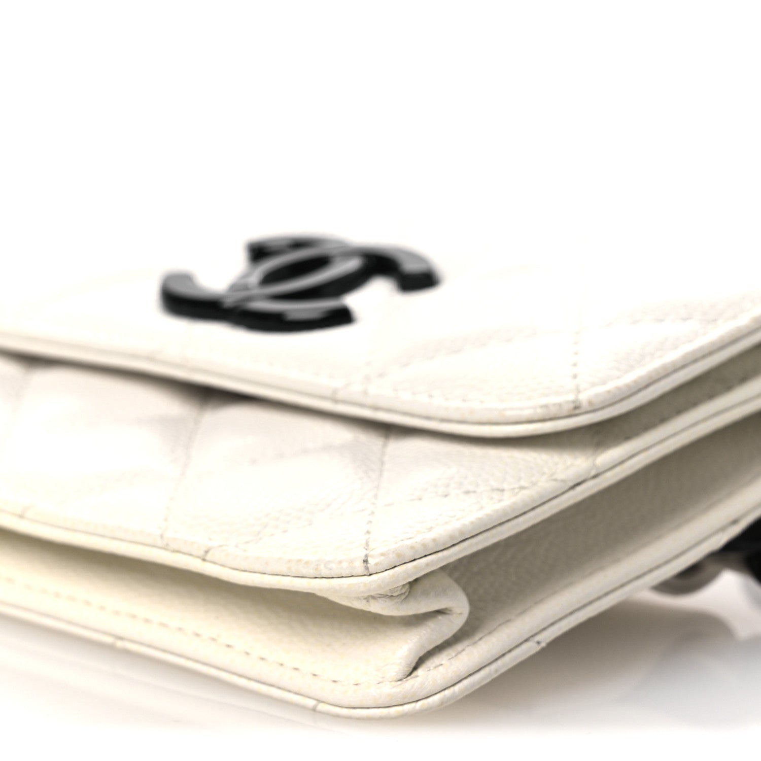 Chanel Caviar Quilted My Everything Belt Flap Card Holder White