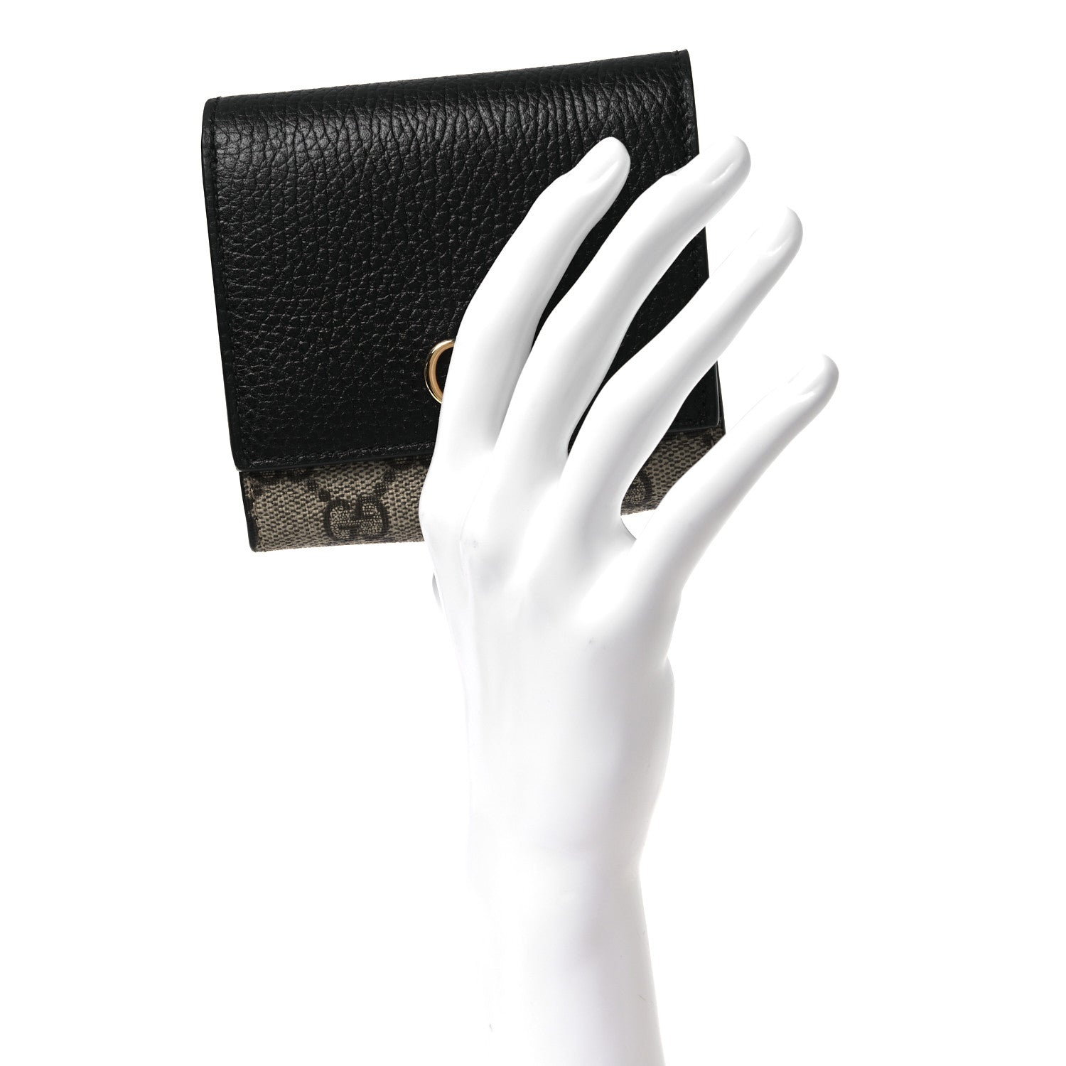 Gucci Dollar Calfskin GG Supreme Monogram Medium GG Marmont Wallet Black Beige Ebony