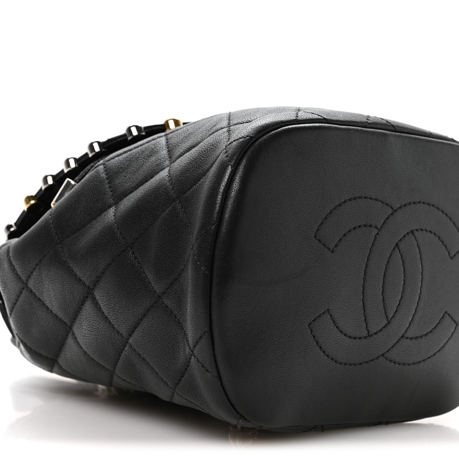 Chanel Lambskin Quilted Metallic Bubble Backpack Black