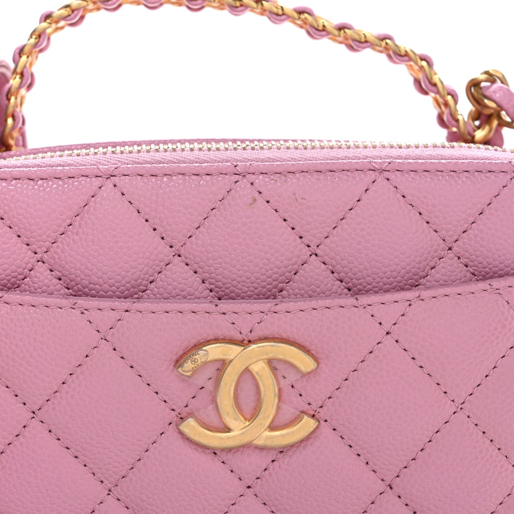 Chanel Caviar Quilted Pick Me Up Small Vanity Case Dark Pink