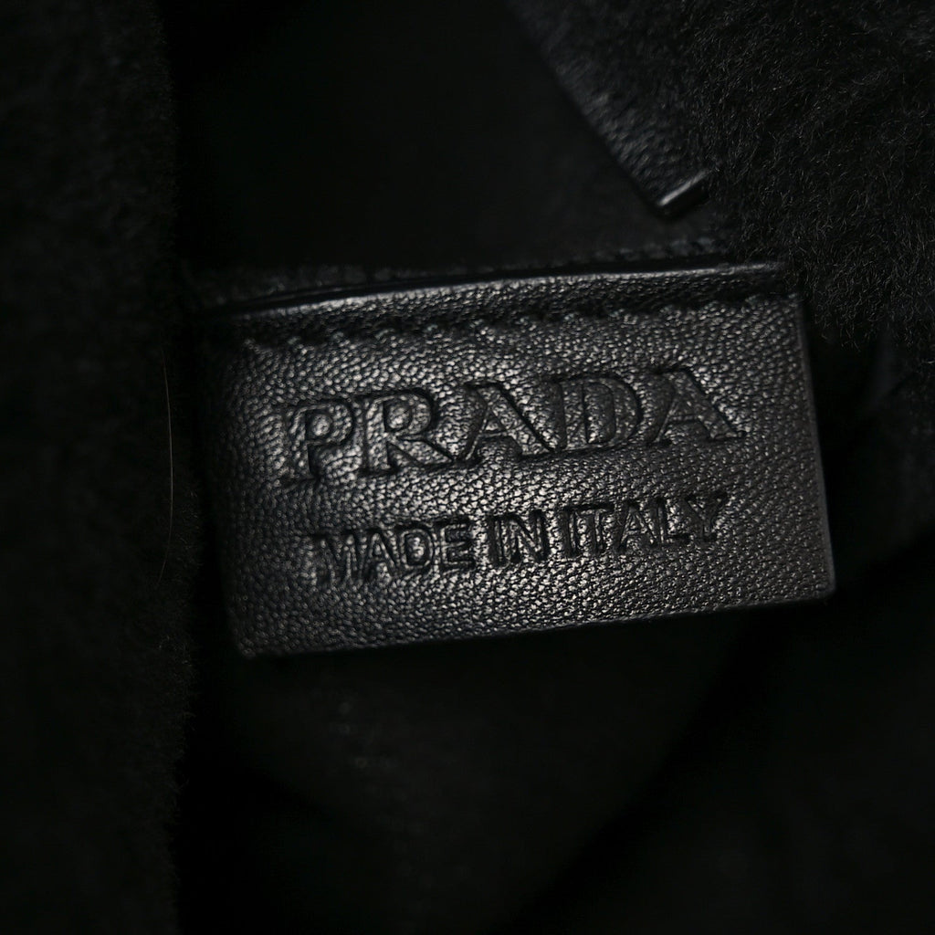 Prada Shearling Nappa Triangle Quilted Patchwork System Tote Black
