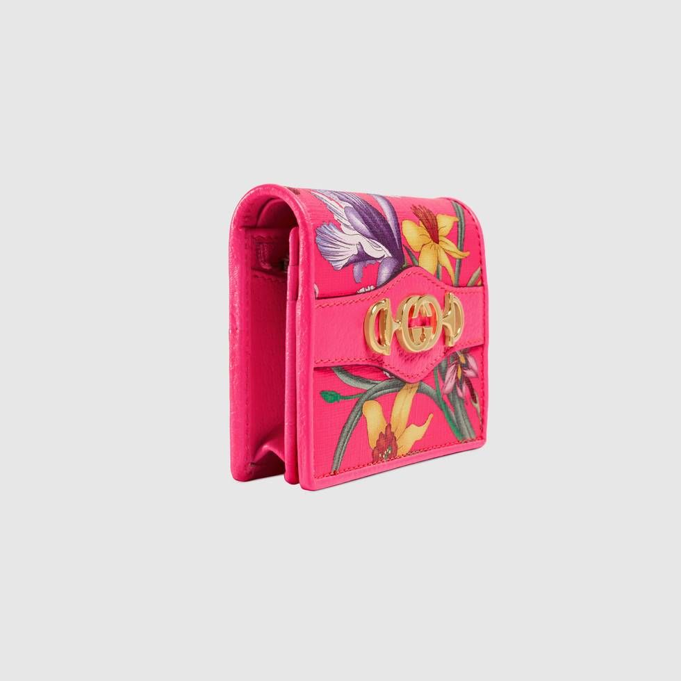 Gucci Pink Clutch New Supreme Canvas Flora Print Card Case Wallet