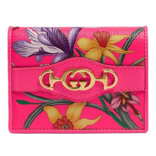 Gucci Pink Clutch New Supreme Canvas Flora Print Card Case Wallet