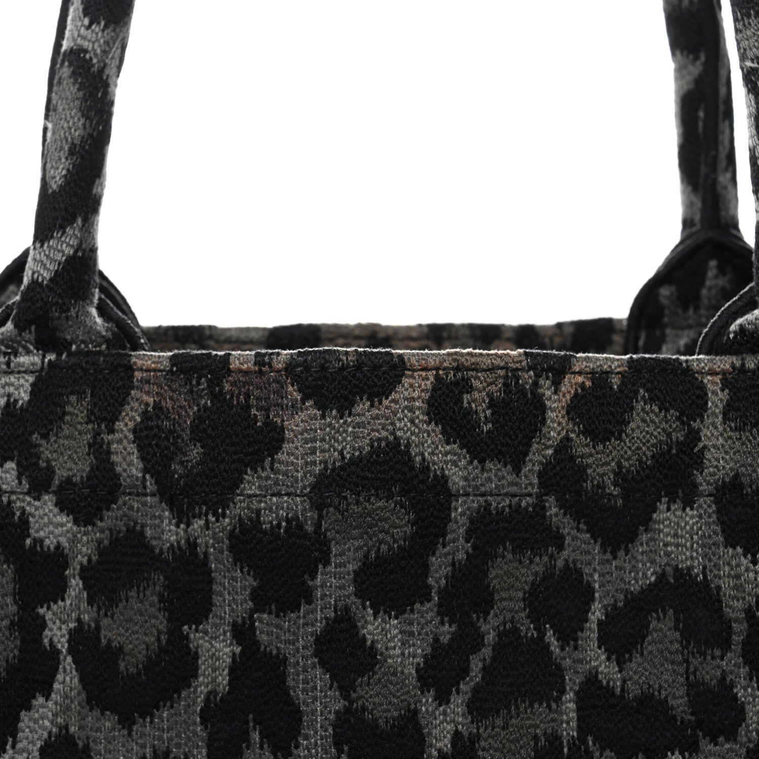 Christian Dior Canvas Mizza Embroidered Large Leopard Book Tote Grey