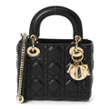 Christian Dior Lambskin Cannage Mini Lady Dior Black