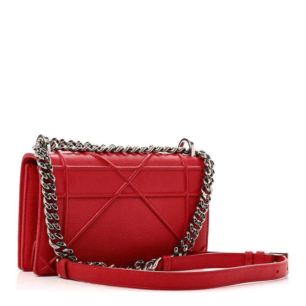 Christian Dior Grained Calfskin Small Diorama Flap Bag Red