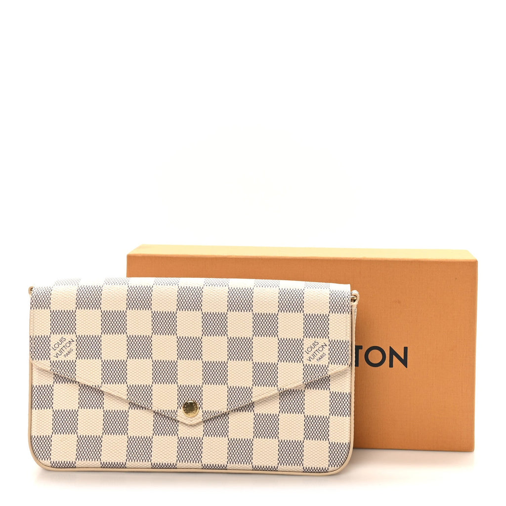 Louis Vuitton Damier Azur Pochette Felicie Chain Wallet Rose Ballerine