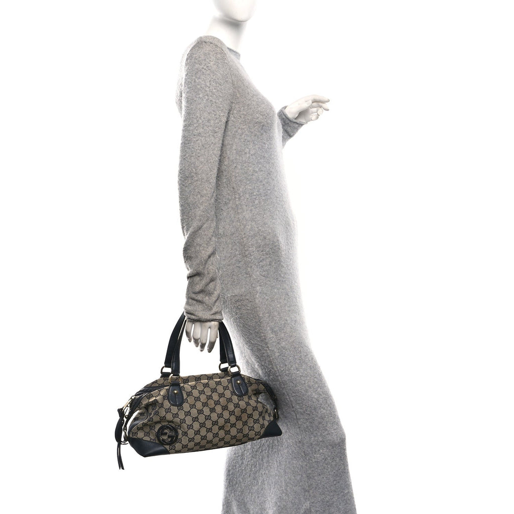 Gucci Monogram Brick Lane Small Boston Navy