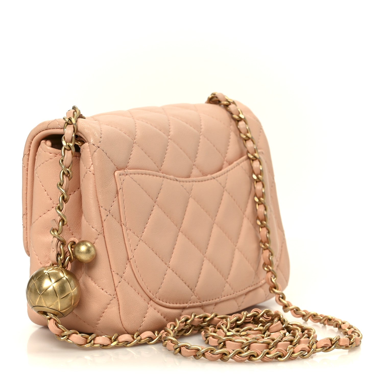 Chanel Lambskin Quilted Mini Pearl Crush Flap Light Orange