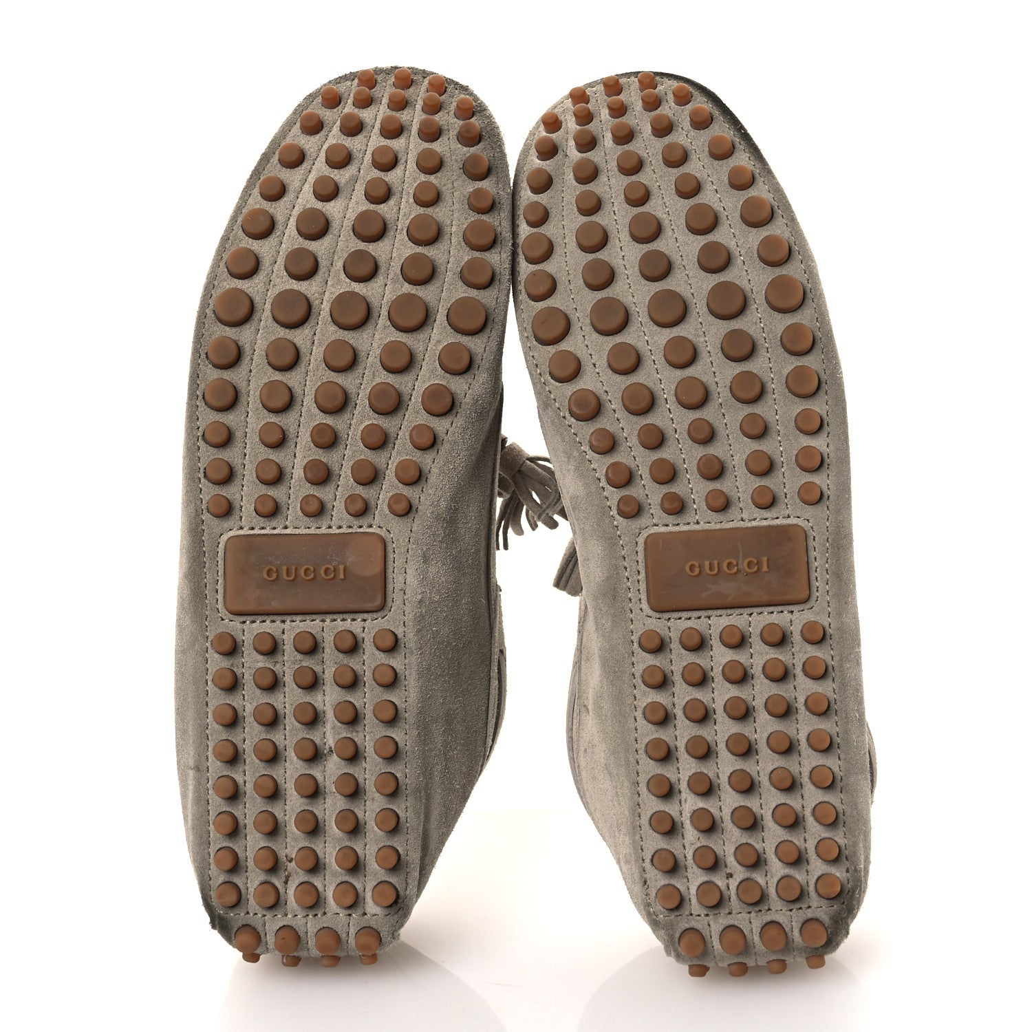 Gucci Suede Bamboo Tassel Mens Driver Loafers 9 Beige