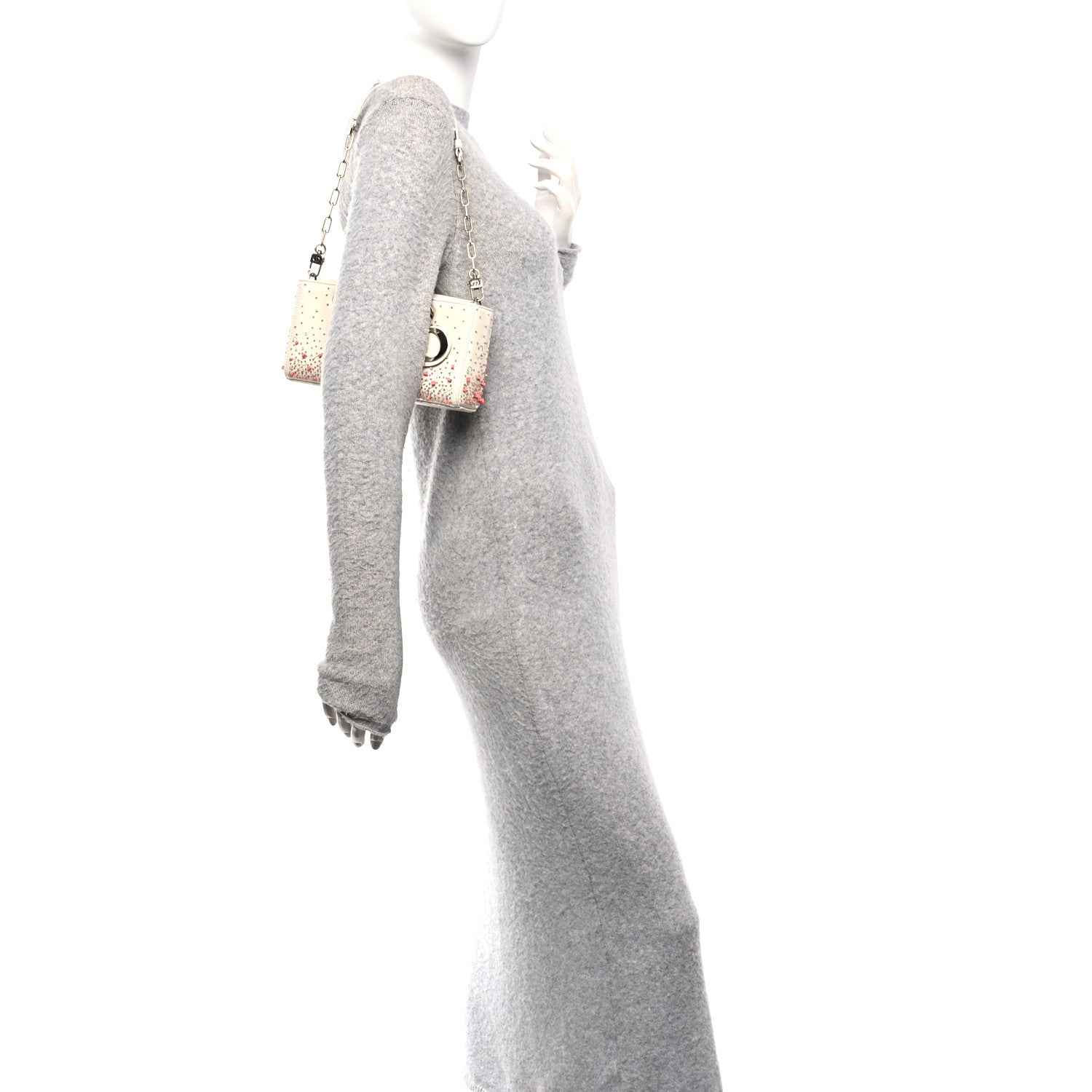 Christian Dior Calfskin Embroidered Small Lady D-Joy White Multicolor