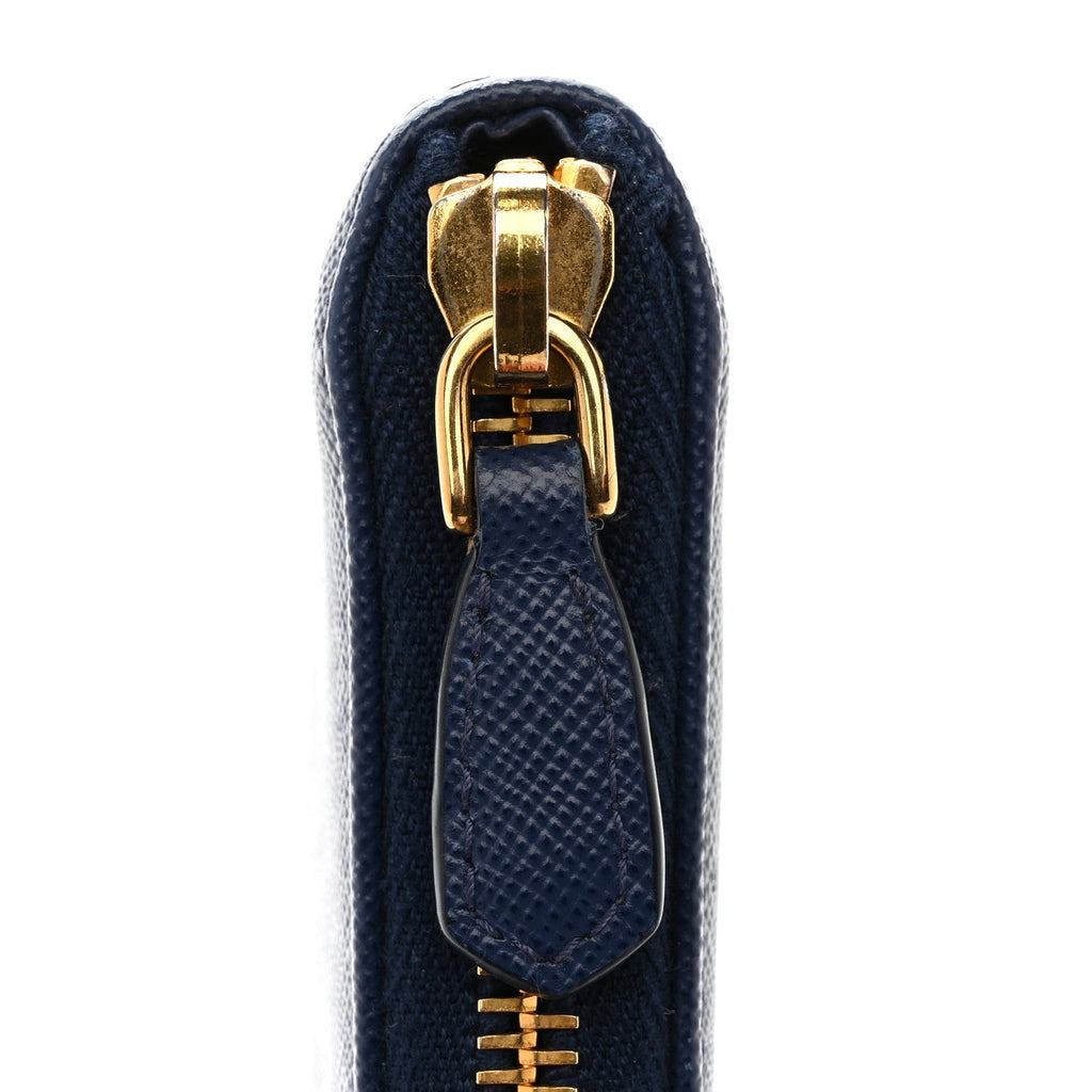 Prada Saffiano Metal Zip Around Wallet Baltico