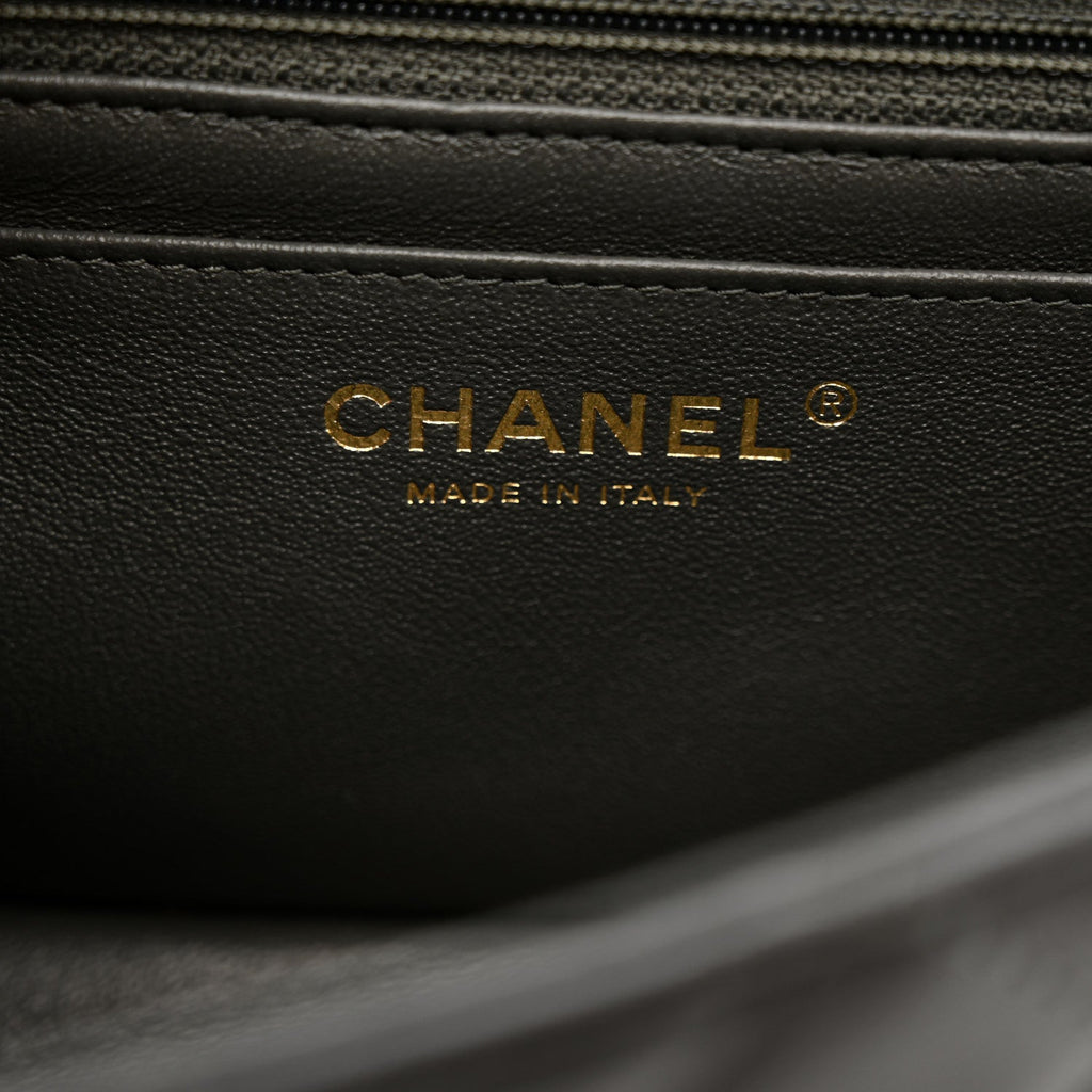 Chanel Lambskin Quilted Mini Rectangular Flap Dark Grey