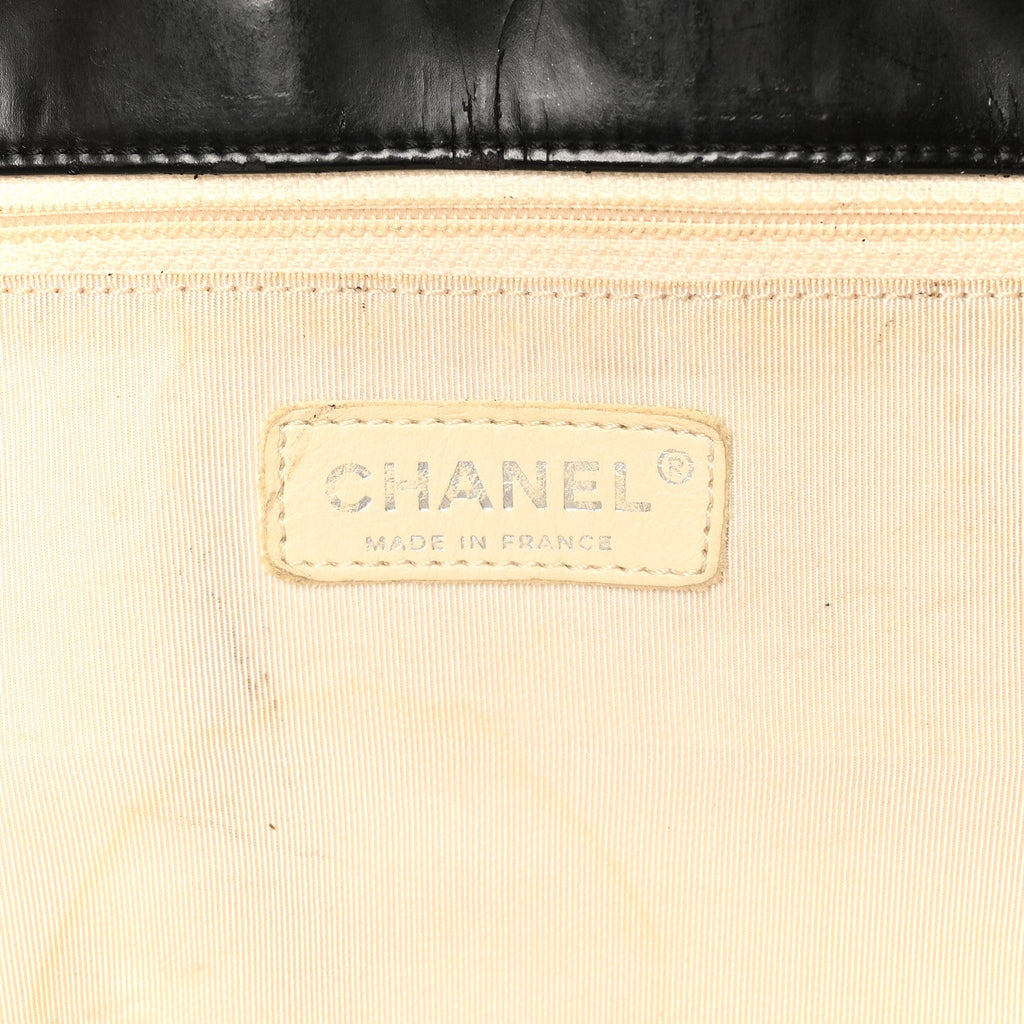 Chanel Patent Terry Cloth CC Heart Shoulder Bag Black