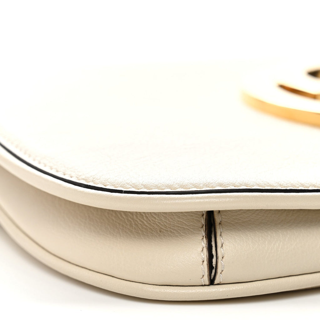 Gucci Roxy Calfskin Blondie Chain Shoulder Flap Bag Mystic White