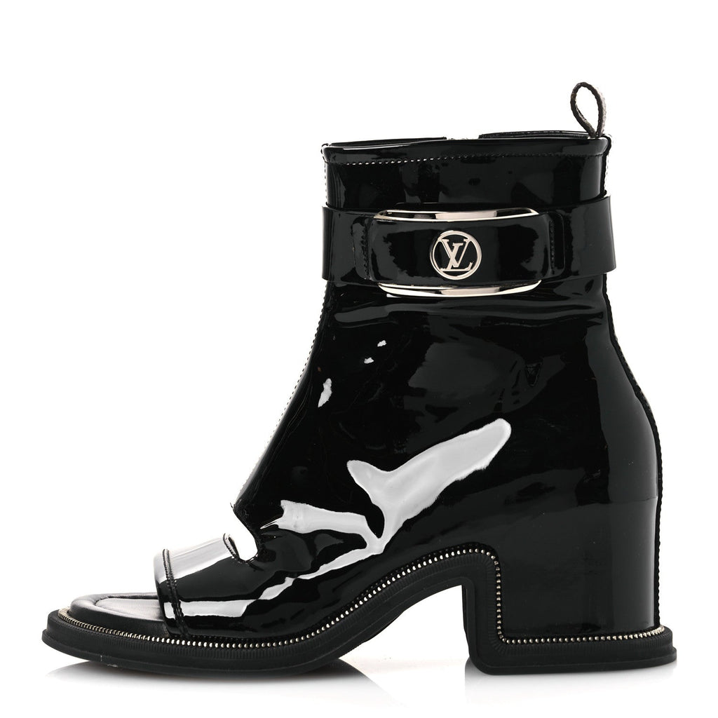 Louis Vuitton Patent Calfskin Moonlight Boots 38 Black