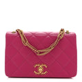 Chanel Lambskin Quilted On And On Small Chain Flap Fuchsia