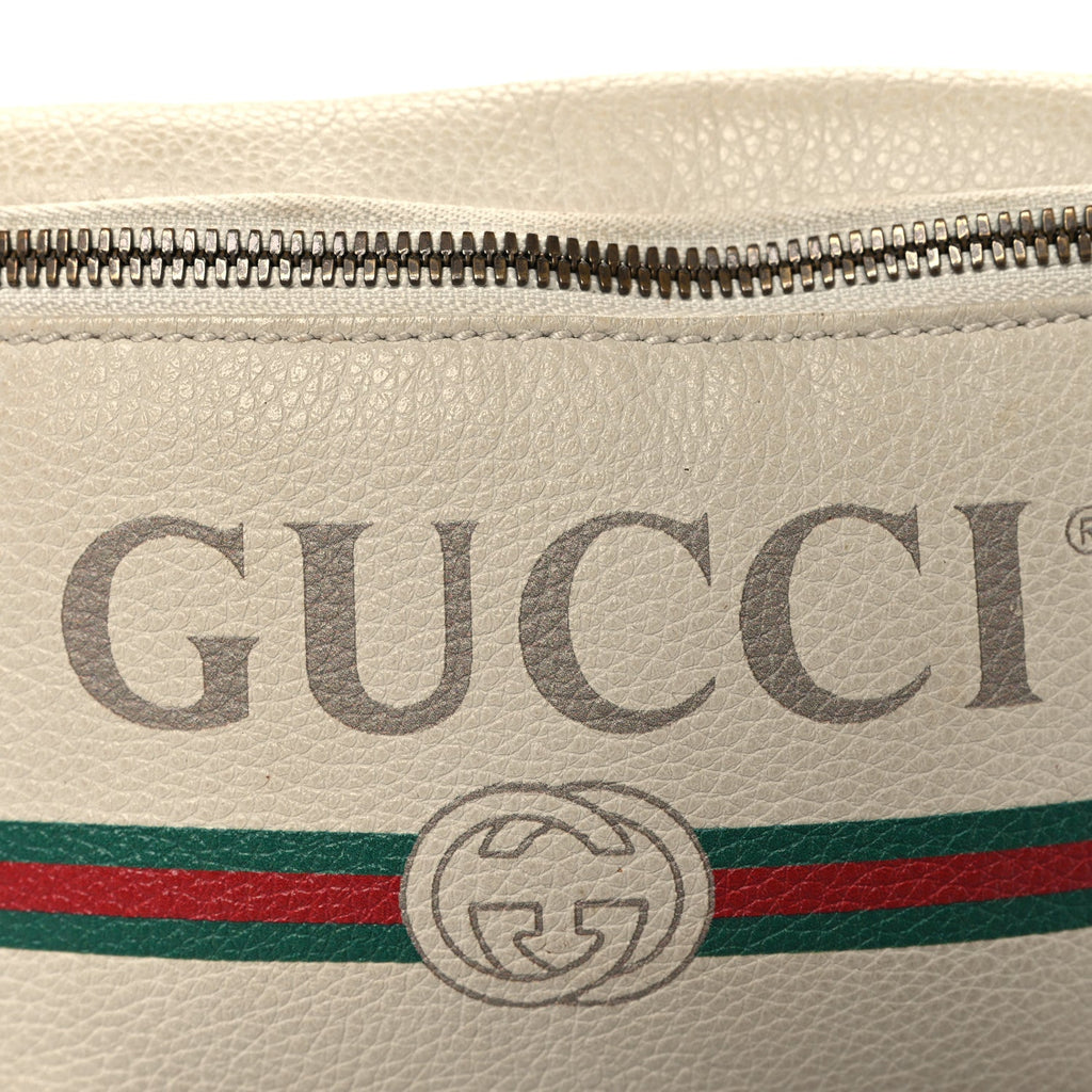 Gucci Grained Calfskin Small Logo Belt Bag White