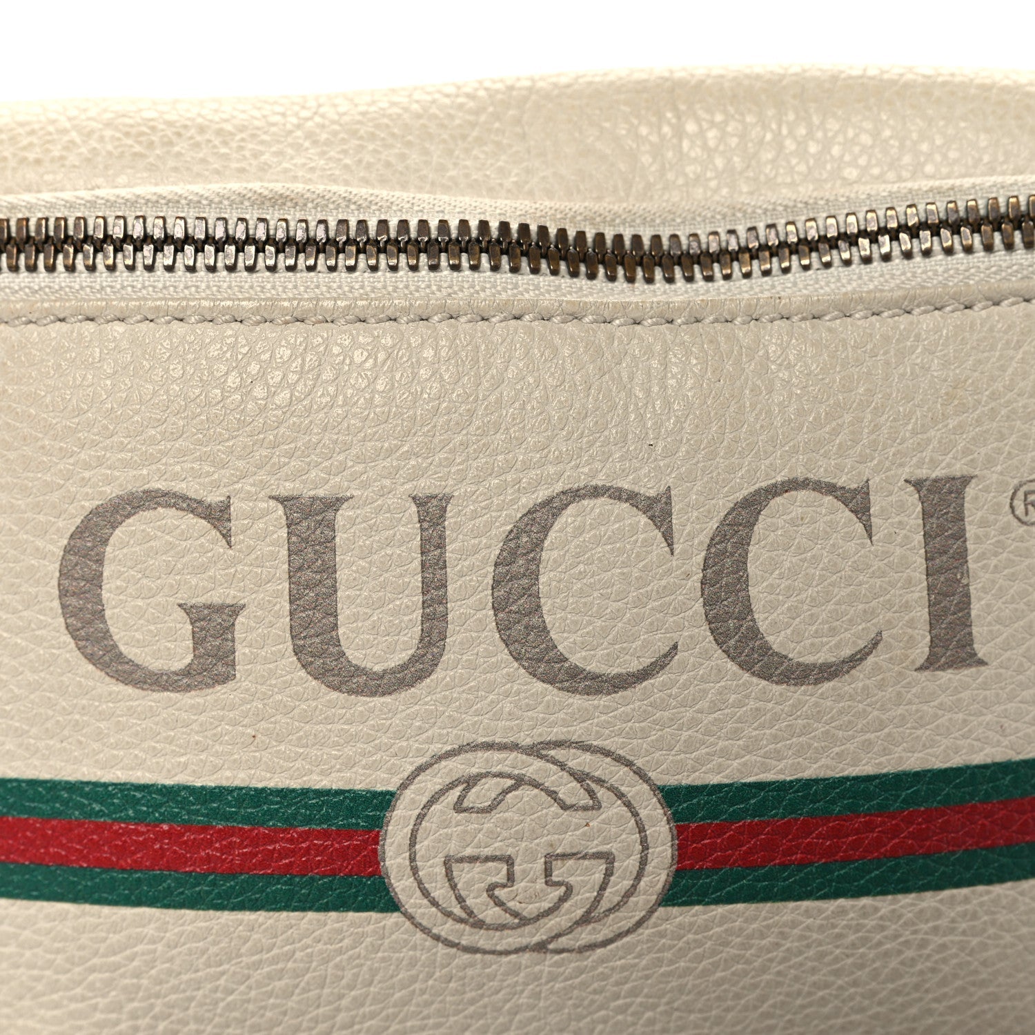 Gucci Grained Calfskin Small Logo Belt Bag White