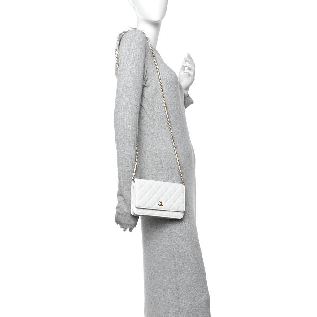 Chanel Lambskin Quilted Romance Wallet On Chain WOC White